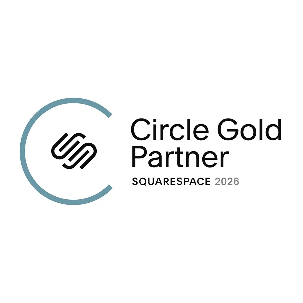 Circle Gold Partner program logo with text and icon, indicating Squarespace partnership for 2025.