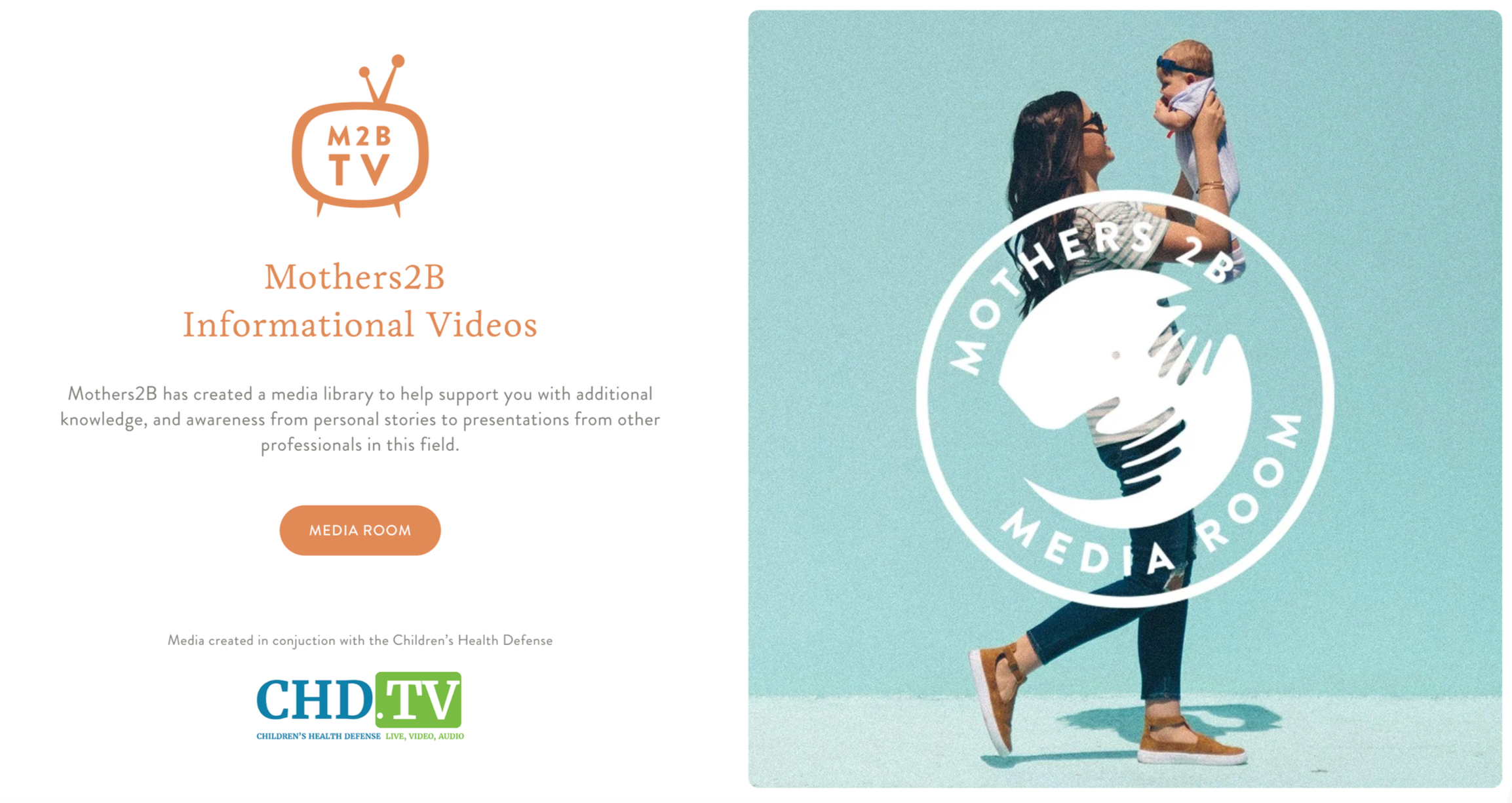 Mothers2B branding for M2B TV and the Mothers2B Media Room
