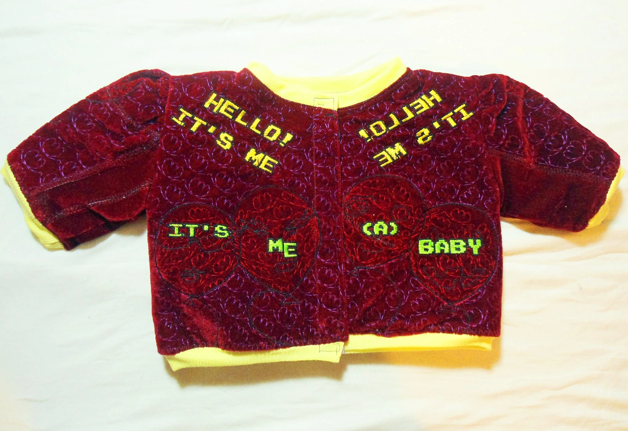 "It's Me, A Baby" Front, 2018
Digital Embroidery on Handmade Jacket