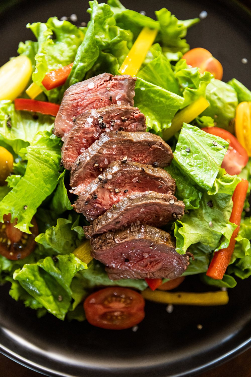 Plated steak salad