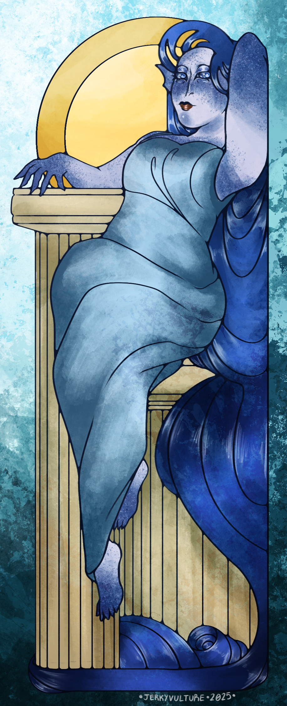 Part two in Fantasy Art Nouveau Series (Water Genasi)
