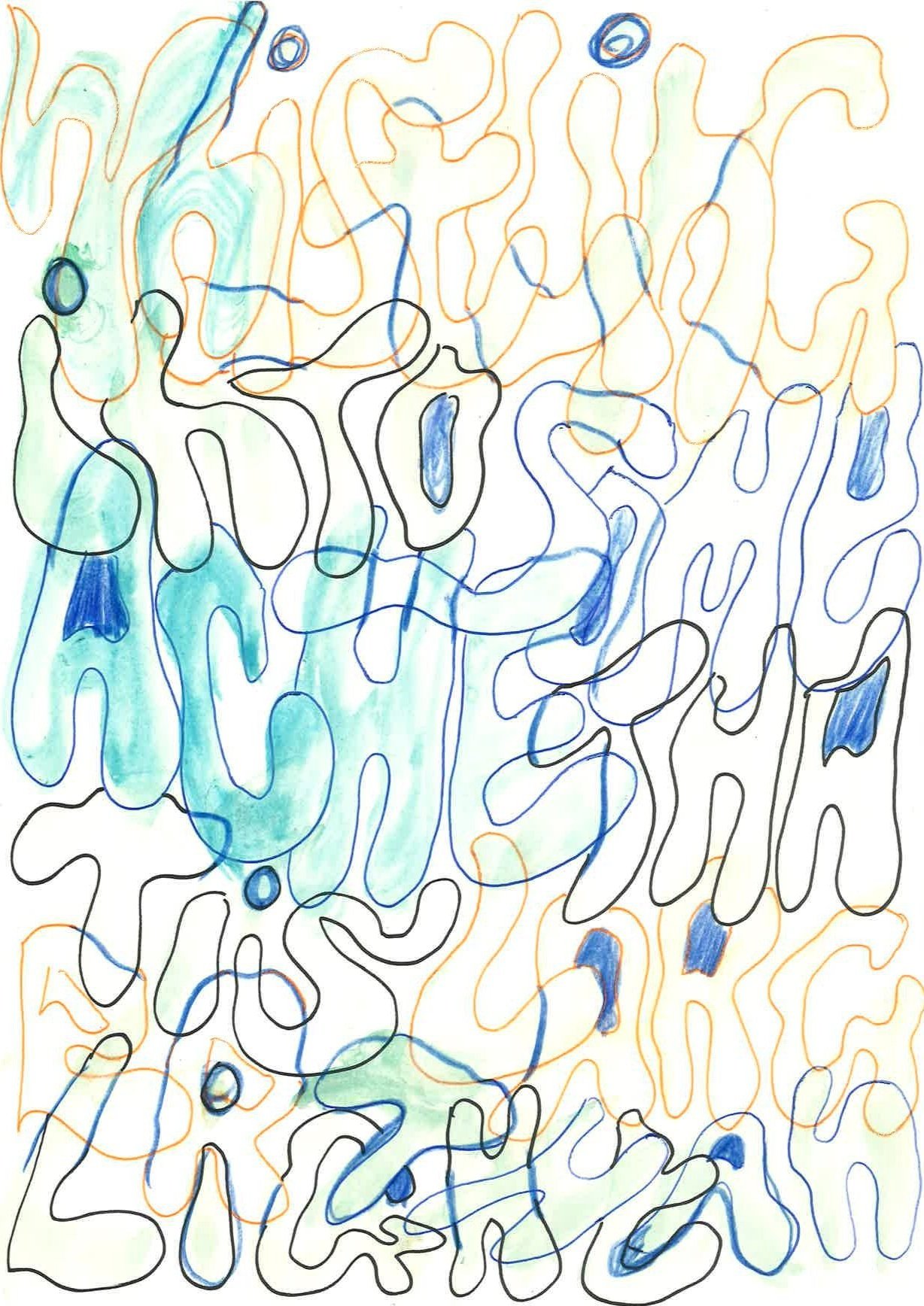 whistling into some ache that is larger than light - gouache and pen, 2022.