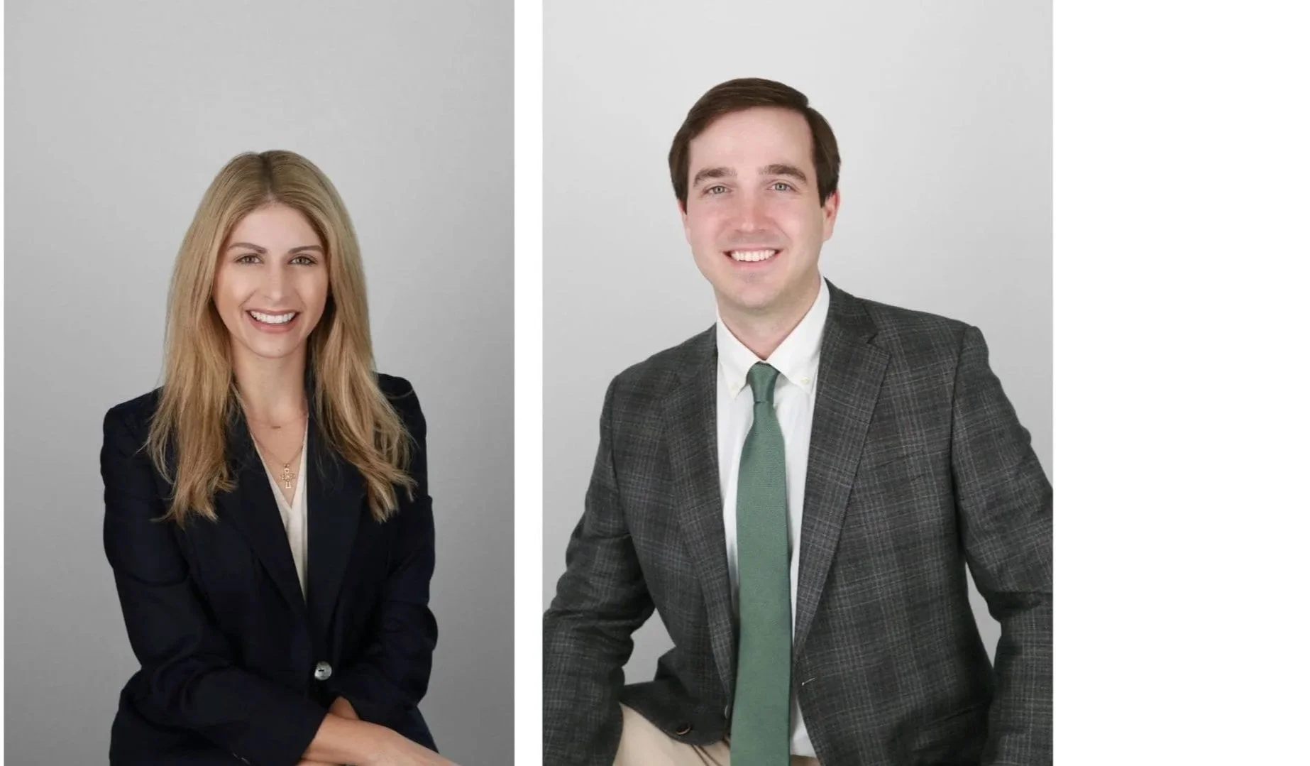 professional commercial headshots of a woman and a man