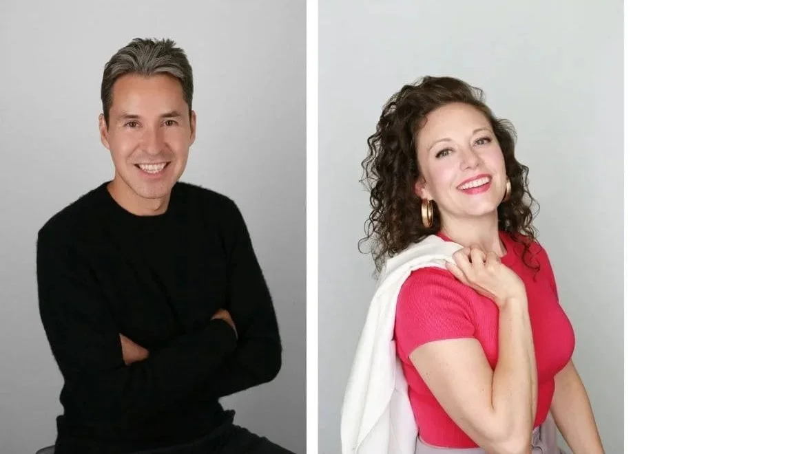 theatrical headshots of a man and a woman