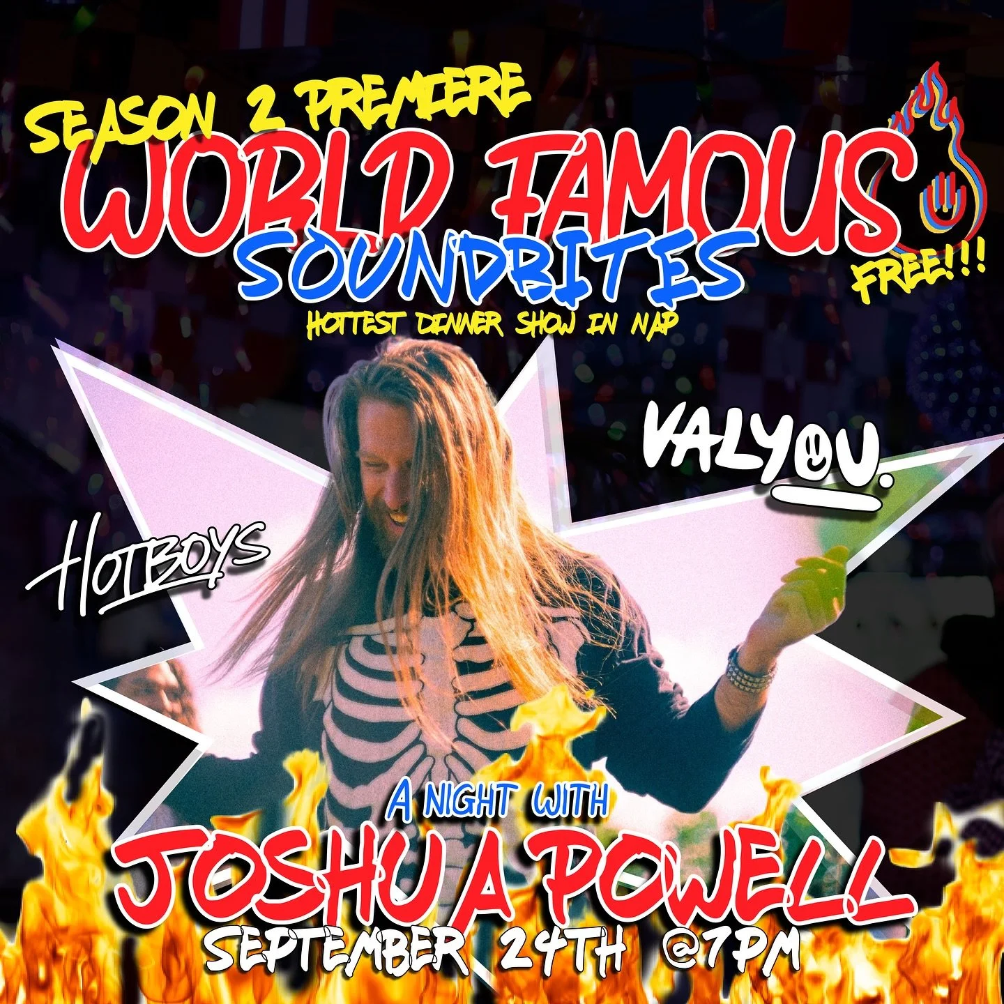 GUYS WE&rsquo;RE BACK!!! | WORLD FAMOUS SOUNDBITES SEASON 2 PREMIERE IS HERE featuring @joshuapowellmusic 

WORLD FAMOUS SOUNDBITES: a live, intimate dinner show and podcast series with the hottest artists and food in Nap&hellip; and if you don&rsquo