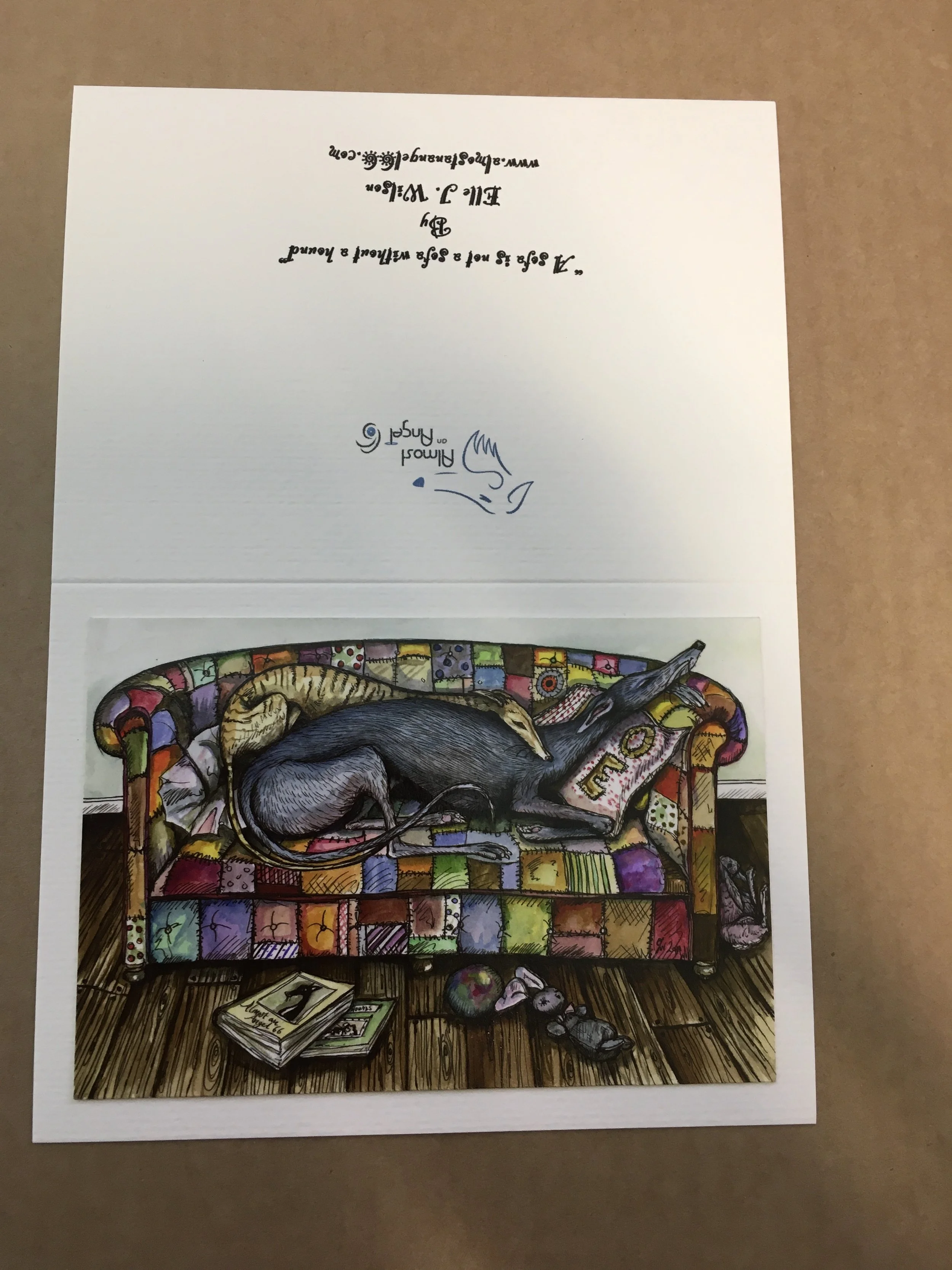 "A sofa is not a sofa without a hound" -  Greyhound  Art Card
