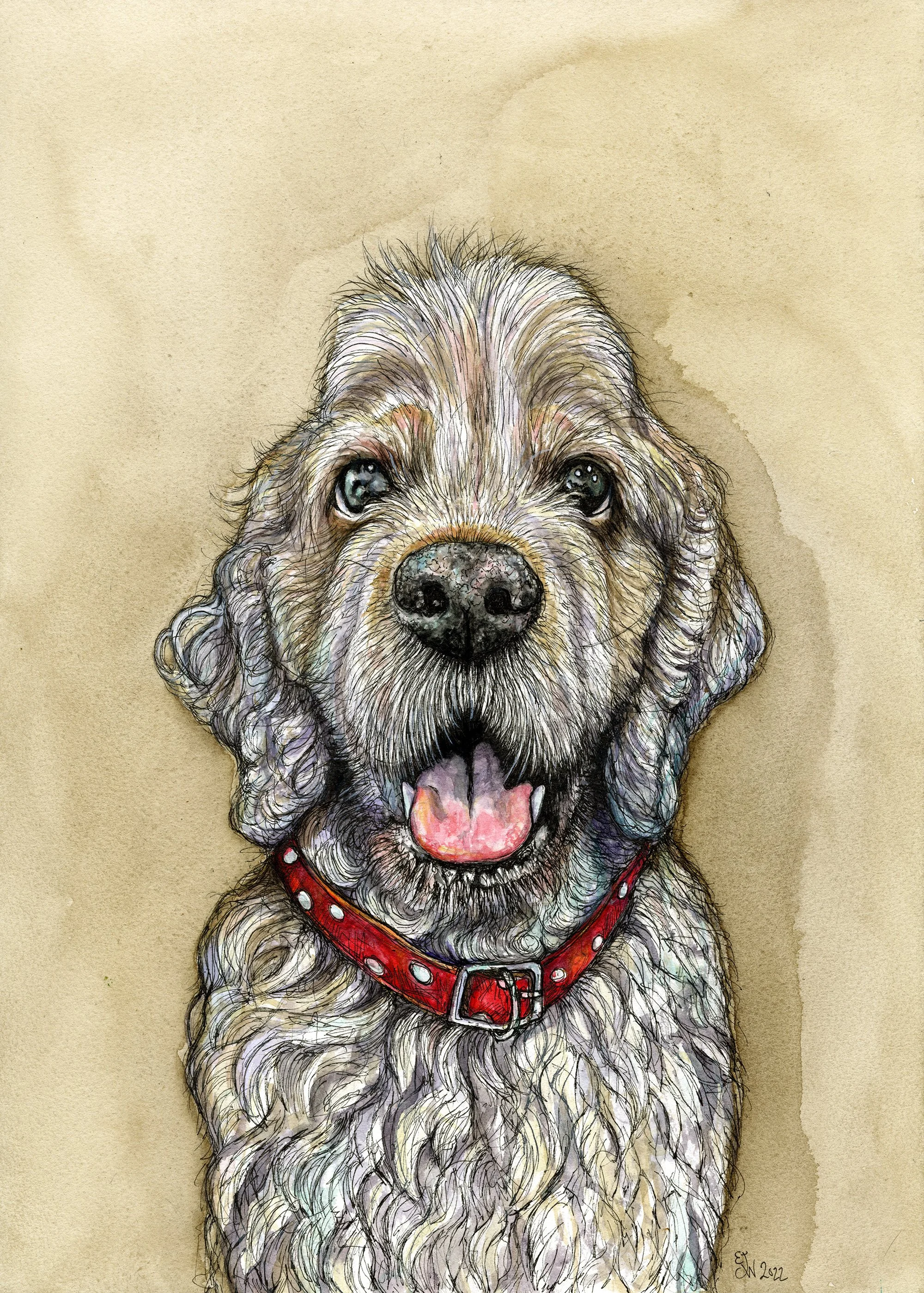 "Ralph" Head Study Portrait in Watercolour & Pen