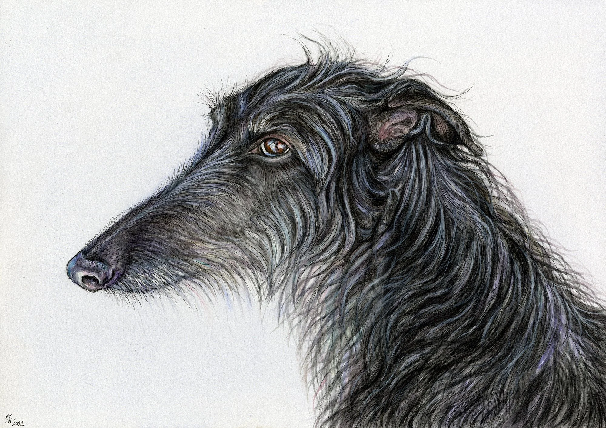 "Laria" - A head study portrait in Watercolour & Pen