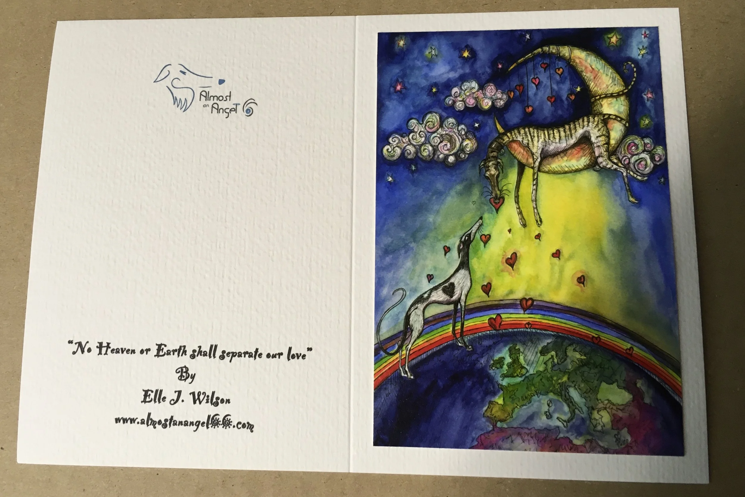 "No Heaven or Earth shall separate our love" - Greyhound Greeting Card - Valentine