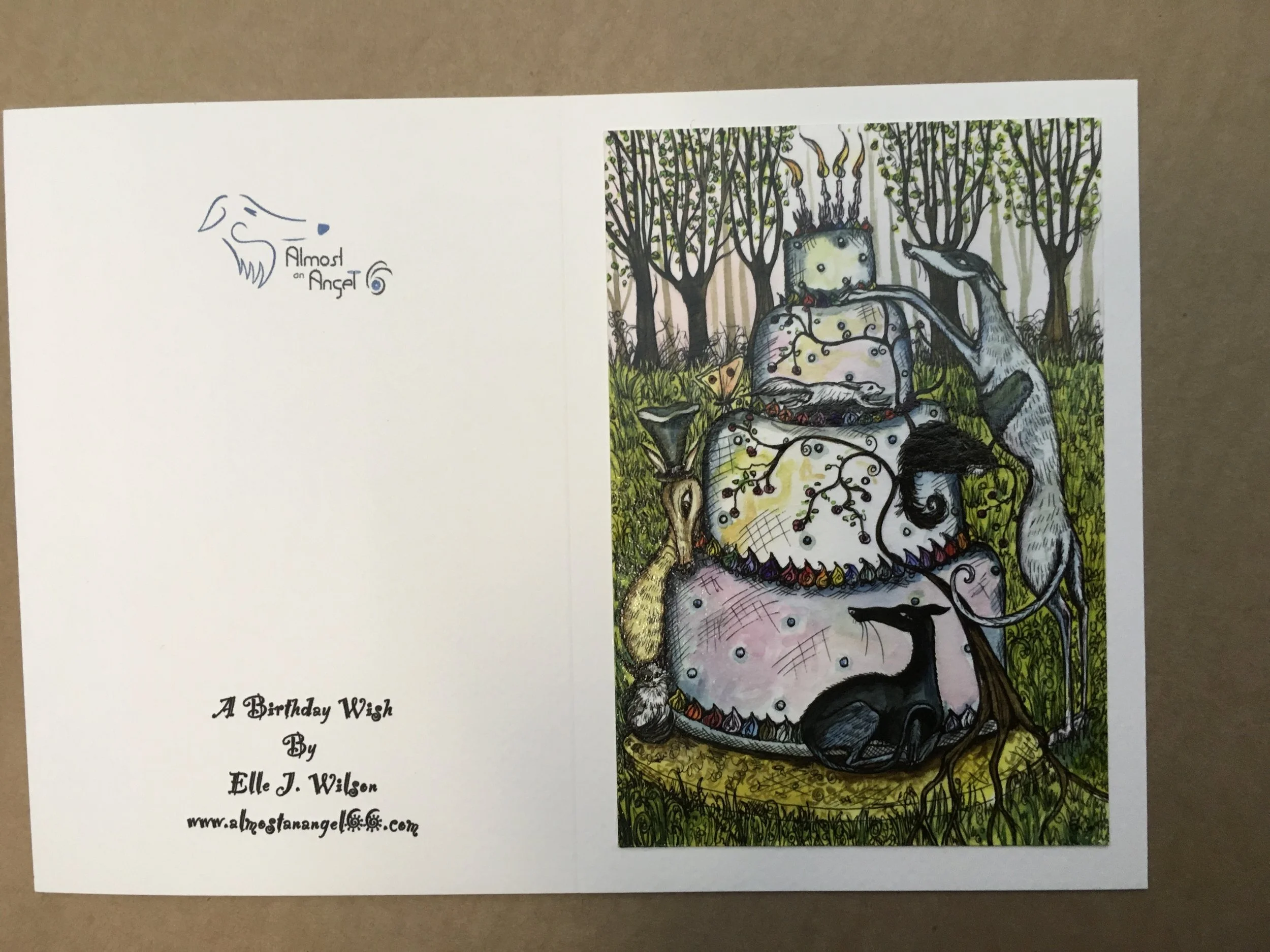 A Birthday Wish -  Greyhound  Art Card