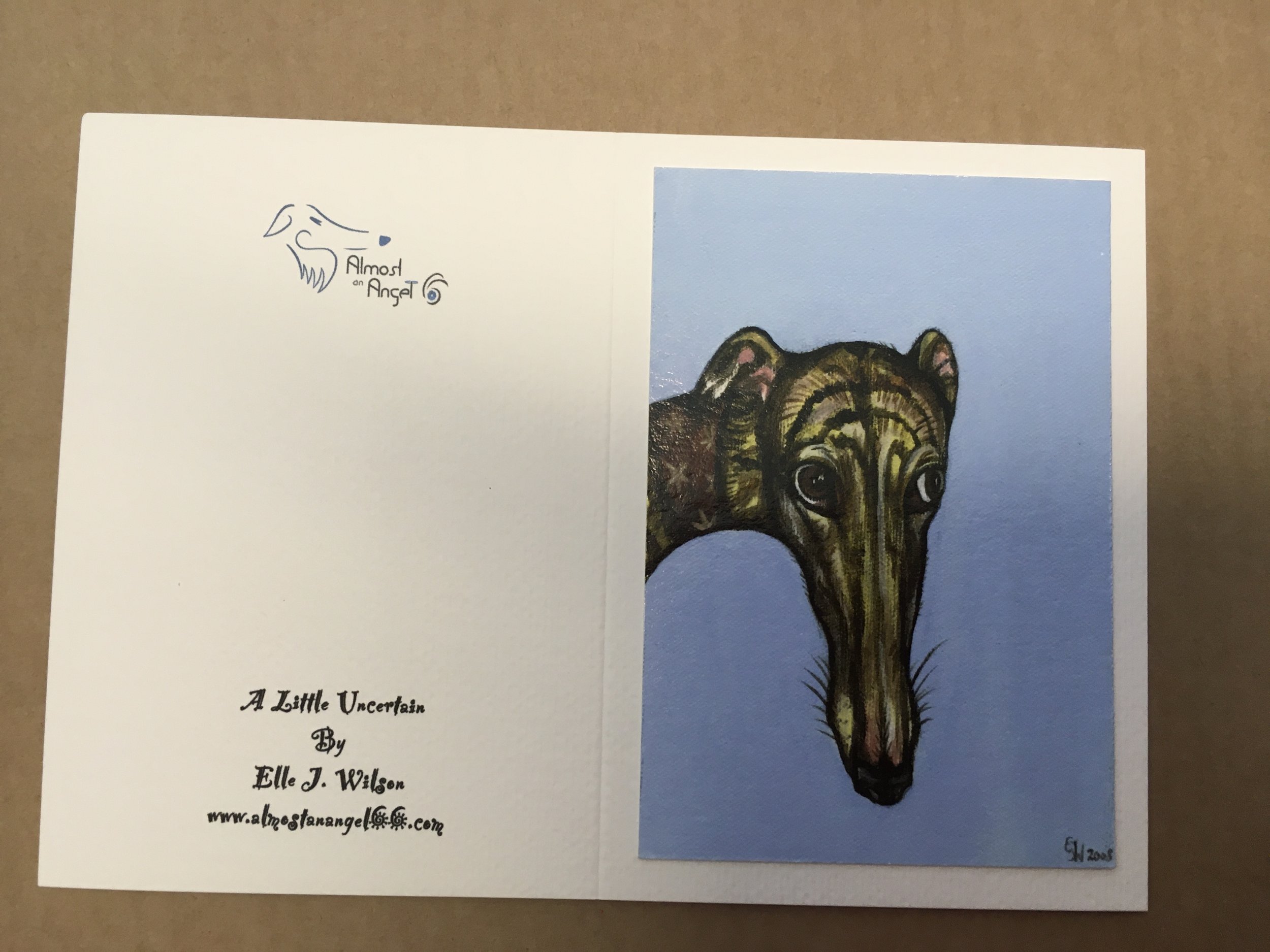 A Little Uncertain -  Greyhound  Art Card