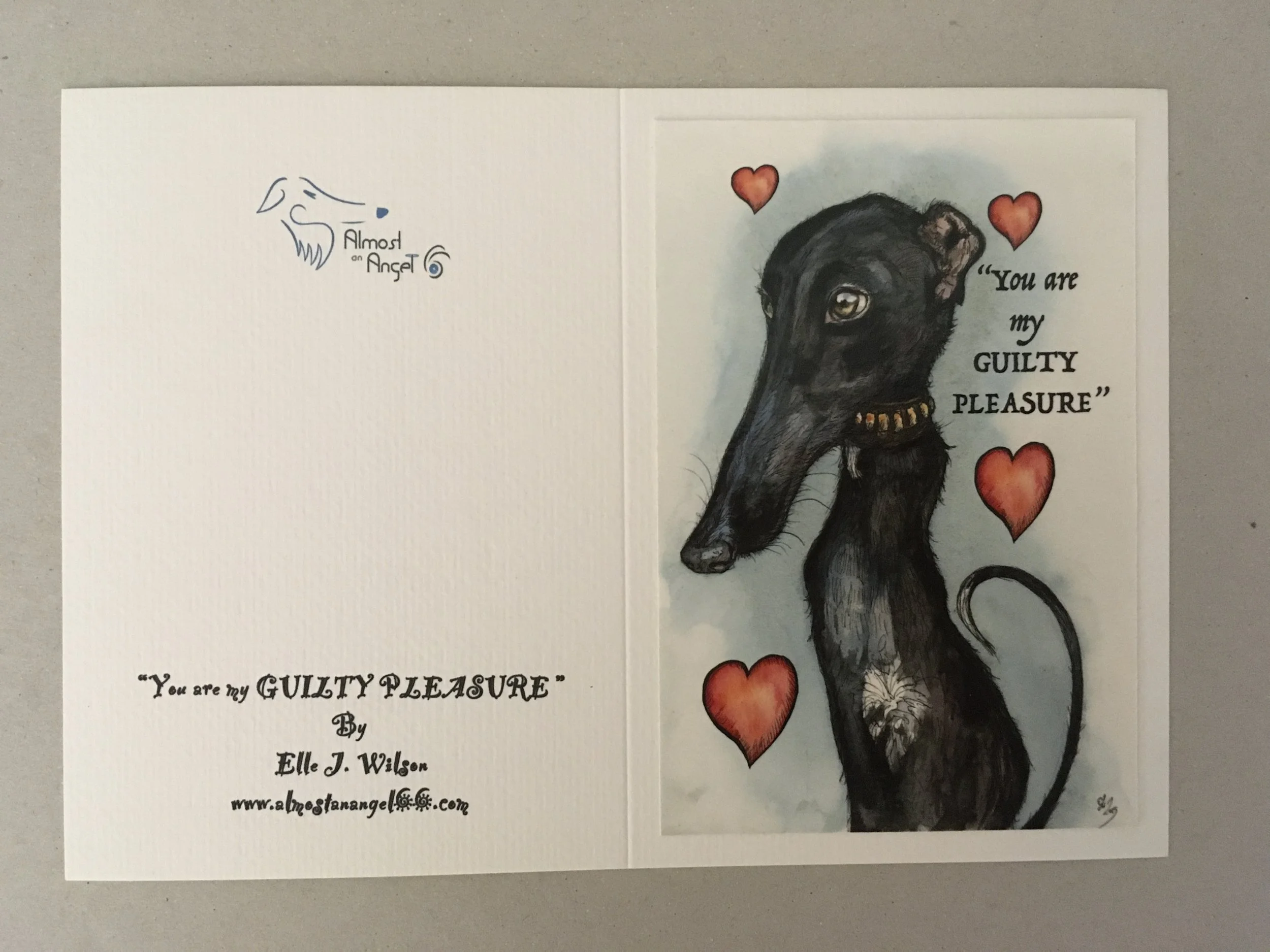 "You are my GUILTY PLEASURE" - Greyhound Greeting Card - Valentine