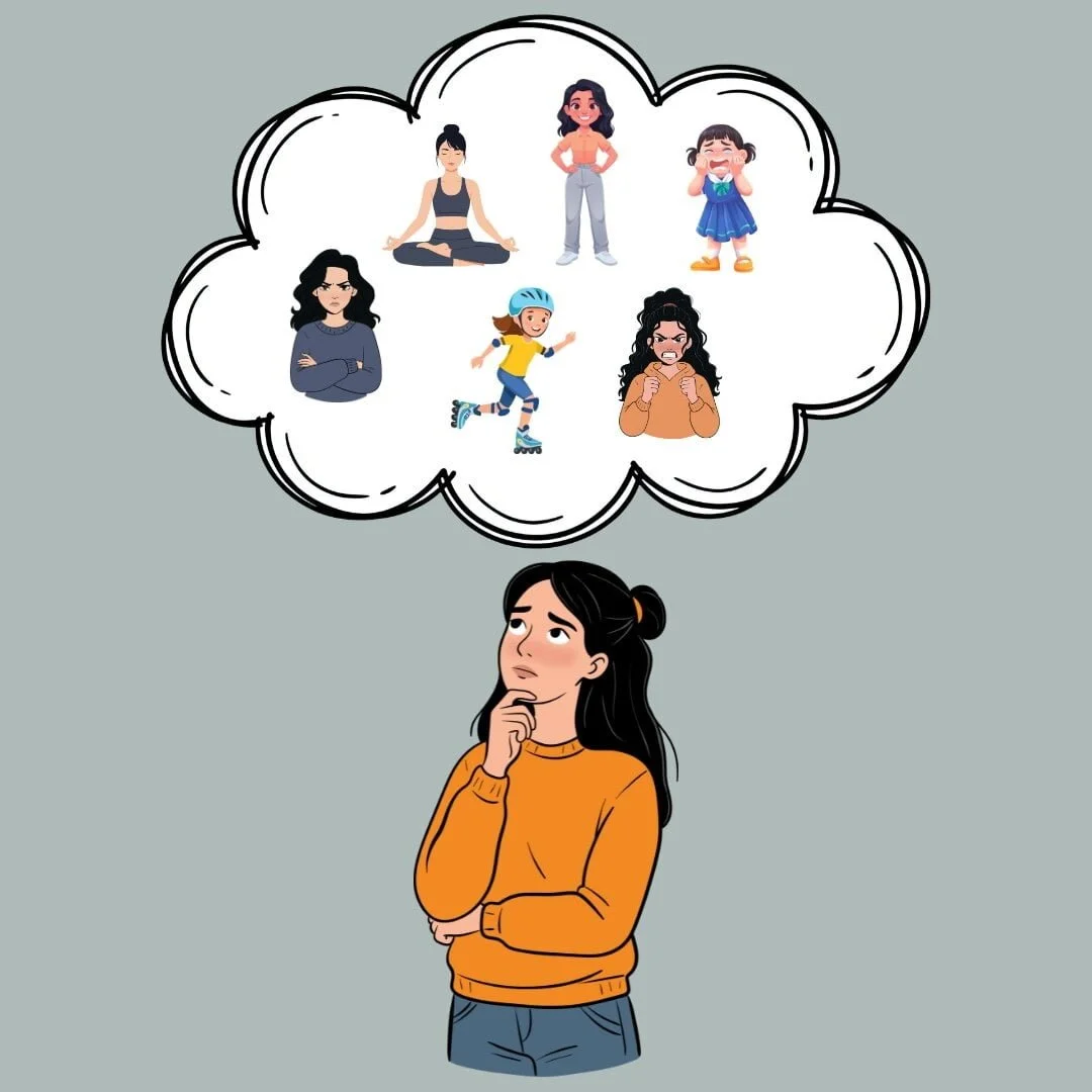 illustration of a woman's thoughts of herself