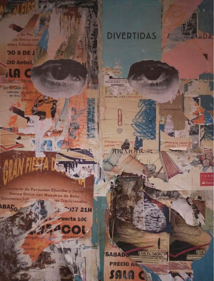 collage with eyes and old images
