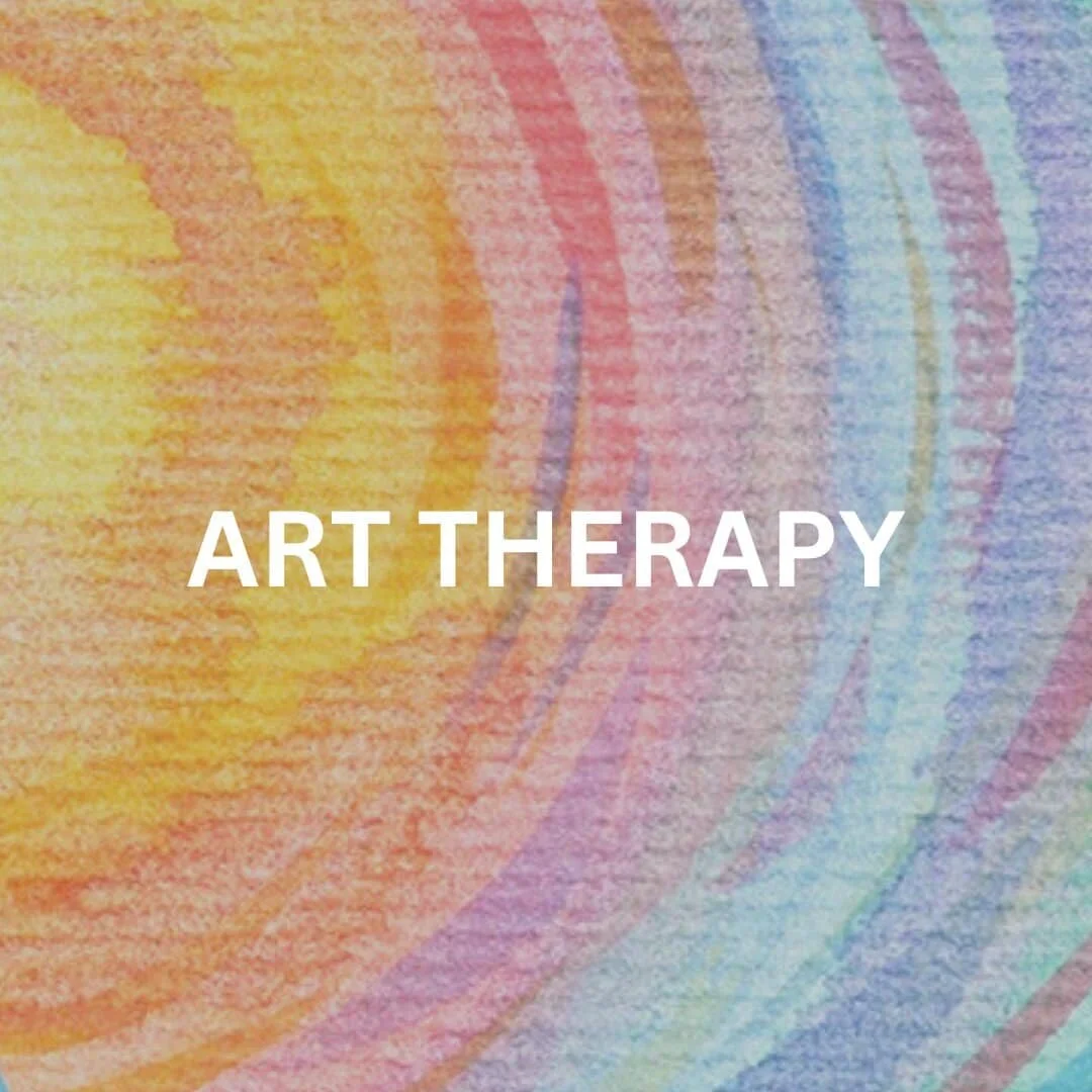 swirl of color with art therapy on top