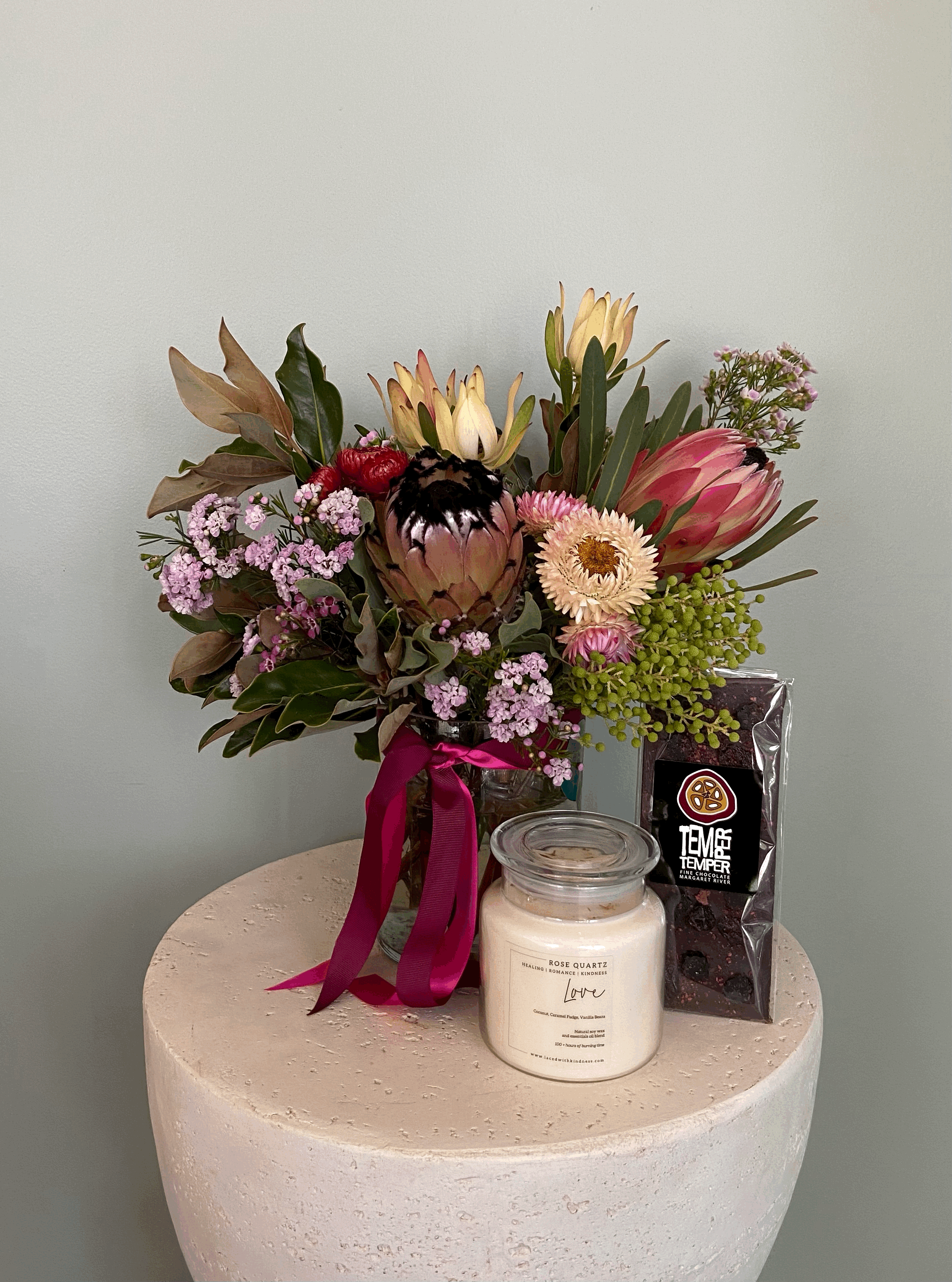Flowers, Candle & Chocolate Set