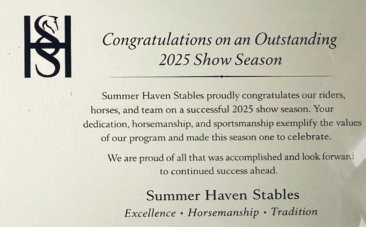 ✨ Congratulations to Our Summer Haven Stables Riders &amp; Horses! ✨

We are incredibly proud of our amazing team for their hard work, dedication, and success throughout the LHJA season. Your commitment in and out of the ring truly paid off &mdash; a