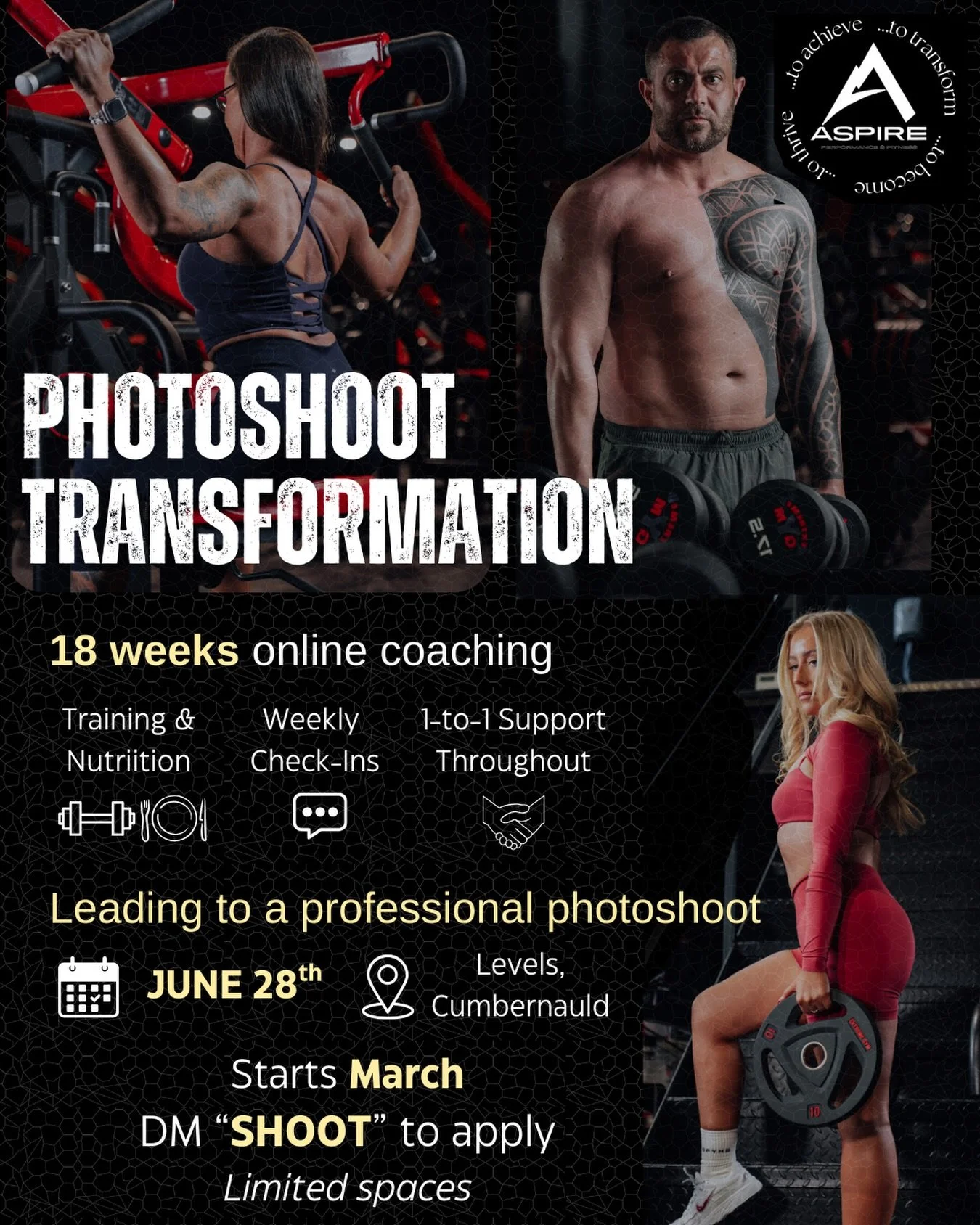 The Aspire Photoshoot is back&hellip;

18 weeks of coaching leading to one photoshoot 

Starts end FEB! 

📅 Shoot date: 28th June 2026
📍Premium Location: @levels_cumbernauld 
📸 Professional Photographer @blvcksheepmediauk 

You&rsquo;ll get: 
✔ St