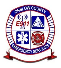 Onslow County Emergency Services emblem with symbols for EMS, fire, police, and emergency medical services