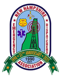 Emblem of the New Hampshire EMS Association with a radio tower, medical symbols, and text celebrating its 35th anniversary from 1988 to 2023.