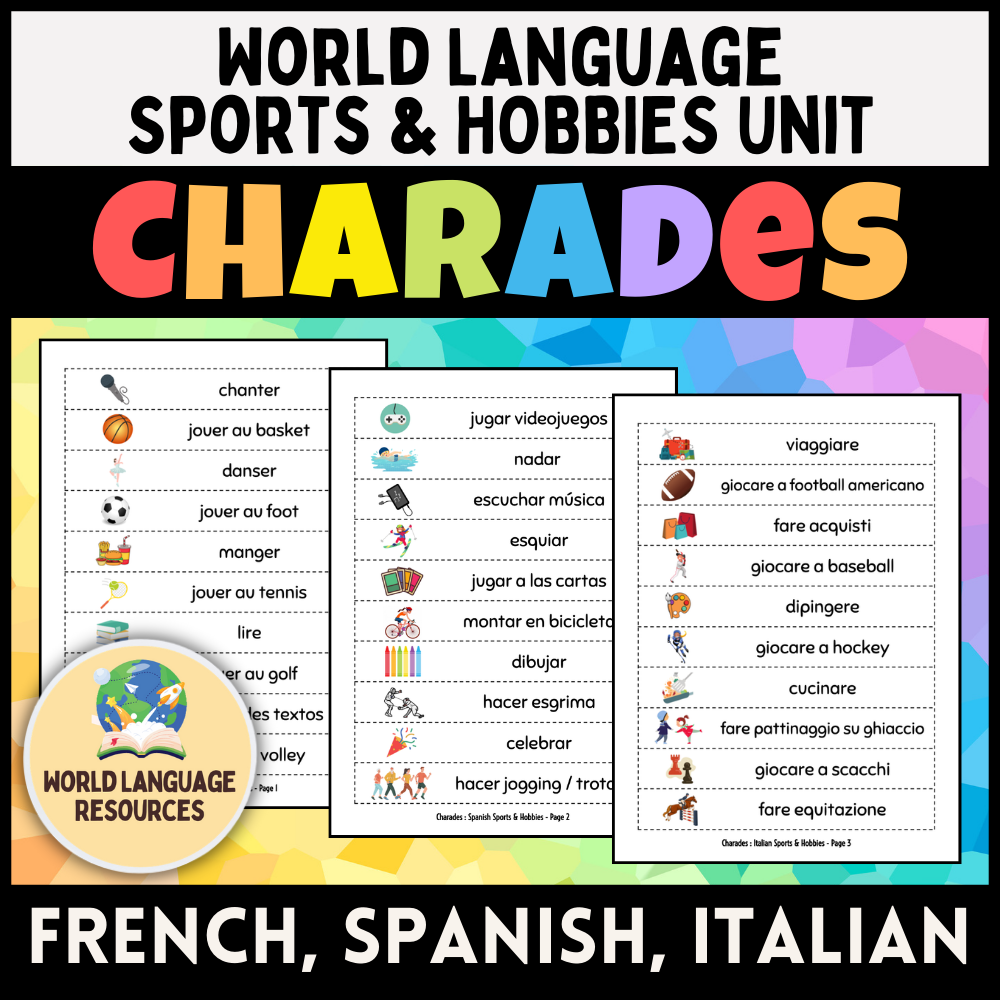 french spanish italian vocabulary charades