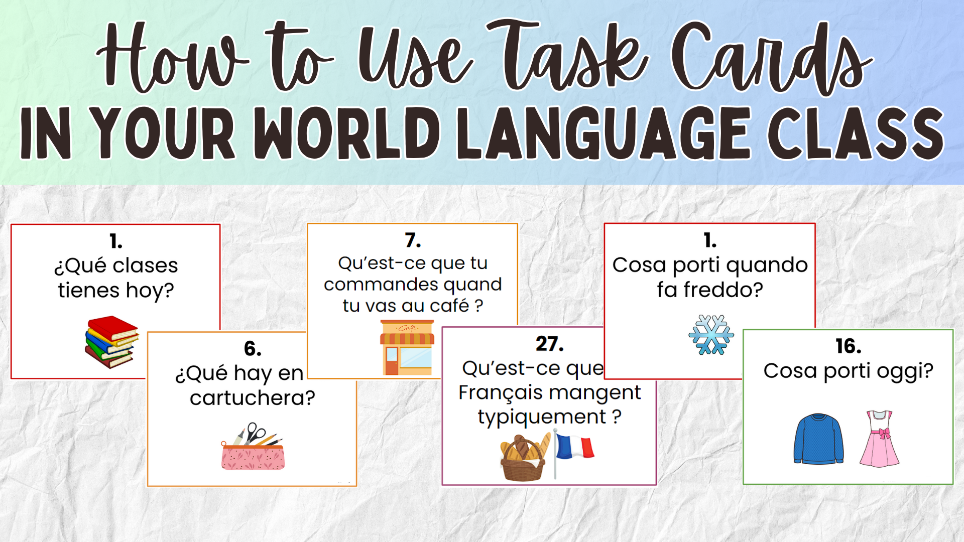 Task Cards French Spanish Italian