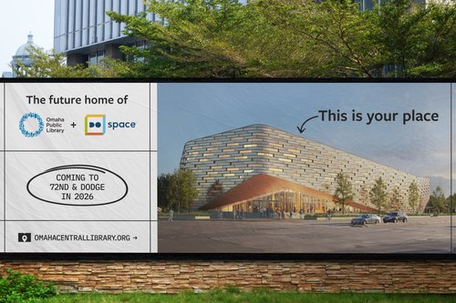 Fence banner: The future home of the Central Library, This is your place