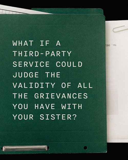 Social graphic: a question typed on a green folder