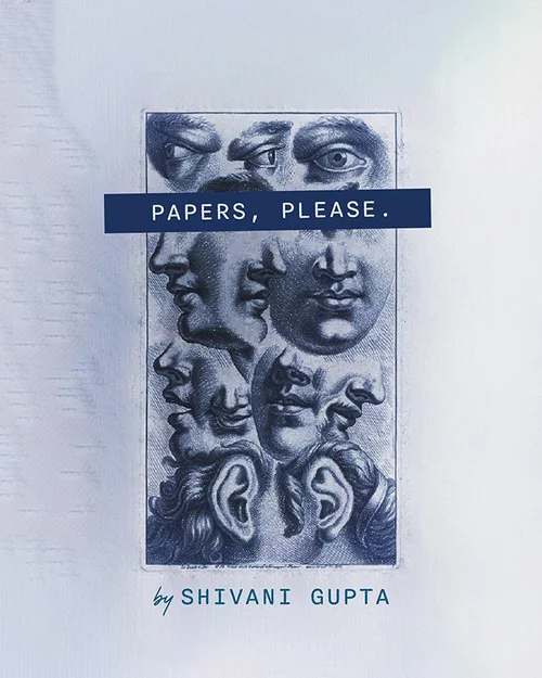 Social graphic: Papers, Please, with engraved masks