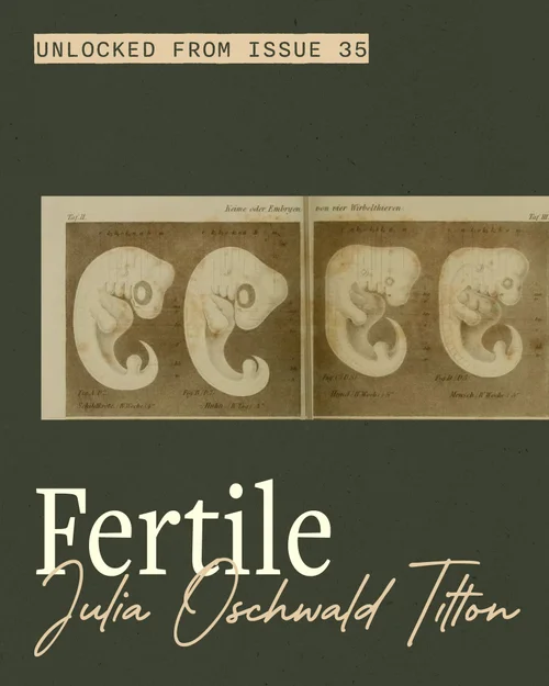 Social graphic: Fertile, with vintage embryo photographs
