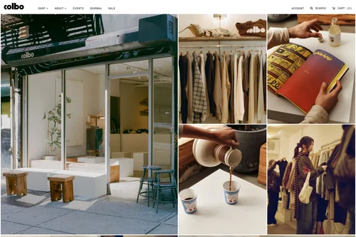 Website: photos of the shop, coffee and the racks