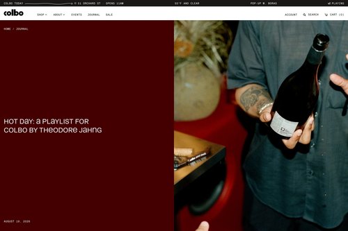 Website: a Journal story, Hot Day, a playlist for Colbo by Theodore Jahng