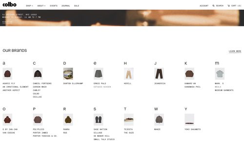Website: Our brands, an A to Z of the designers Colbo carries