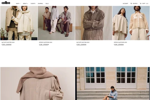 Website: The Colbo brand, a row of lookbooks