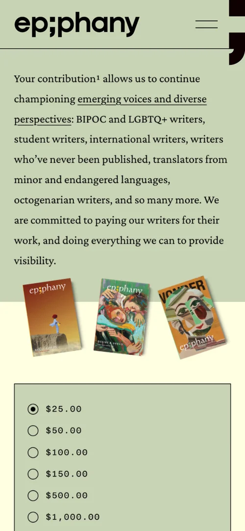 Mobile screen: submission guidelines, on green