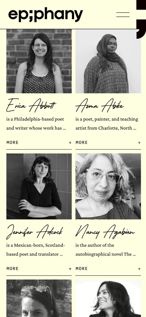 Mobile screen: contributor portraits