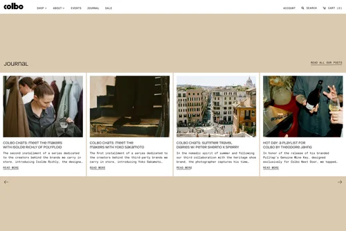 Website: the Journal row on Colbo’s kraft brown