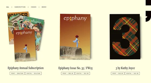 Website: shop with issue covers