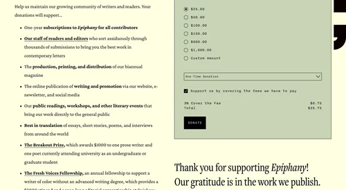 Website: donation page