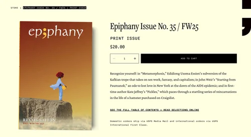 Website: product page for Epiphany Issue No. 35