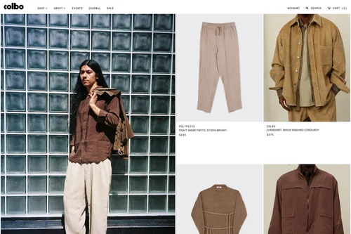 Website: New arrivals, with a lookbook photo set into the product grid