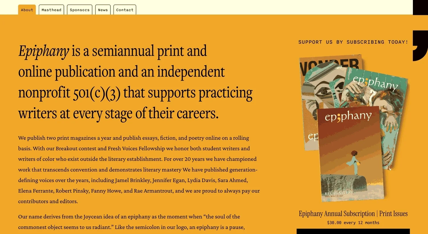 Website: About page, on orange