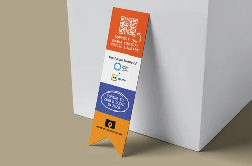 Bookmark standing against a white block