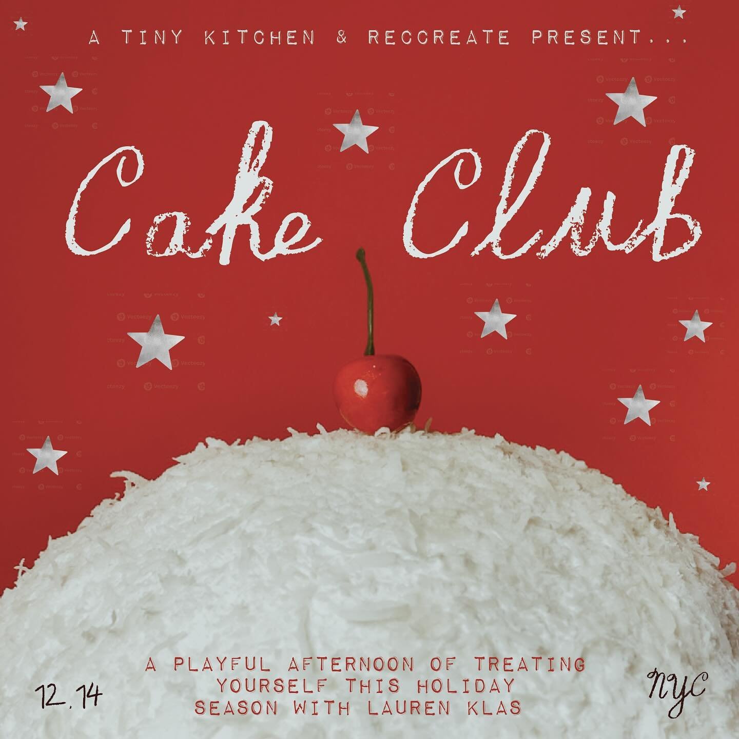 ​!!!! This very merry edition of cake club with Lauren Klas of @atinykitchennyc will feature all things holiday: festive sprinkles, holiday greenery, peppermint, &amp; ribbons galore . Lauren will give you her hottest cake decorating tips before deco