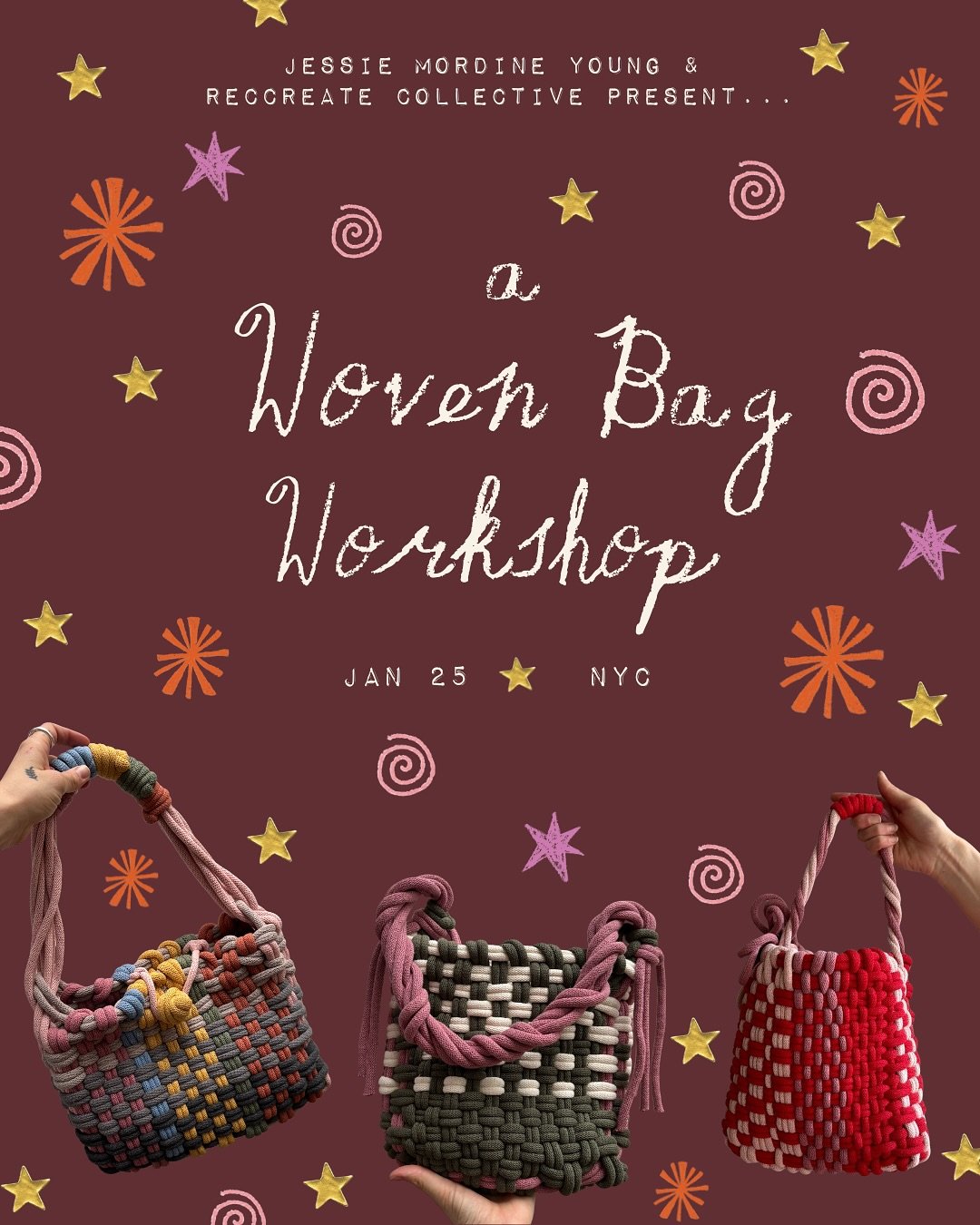 Join us for a beginner friendly 3D weaving workshop this January where you&rsquo;ll craft your own woven shoulder bag/market tote with @jessiemordine ! 🧶

​You&rsquo;ll master the fundamentals of weaving while bringing your vision to life, customizi