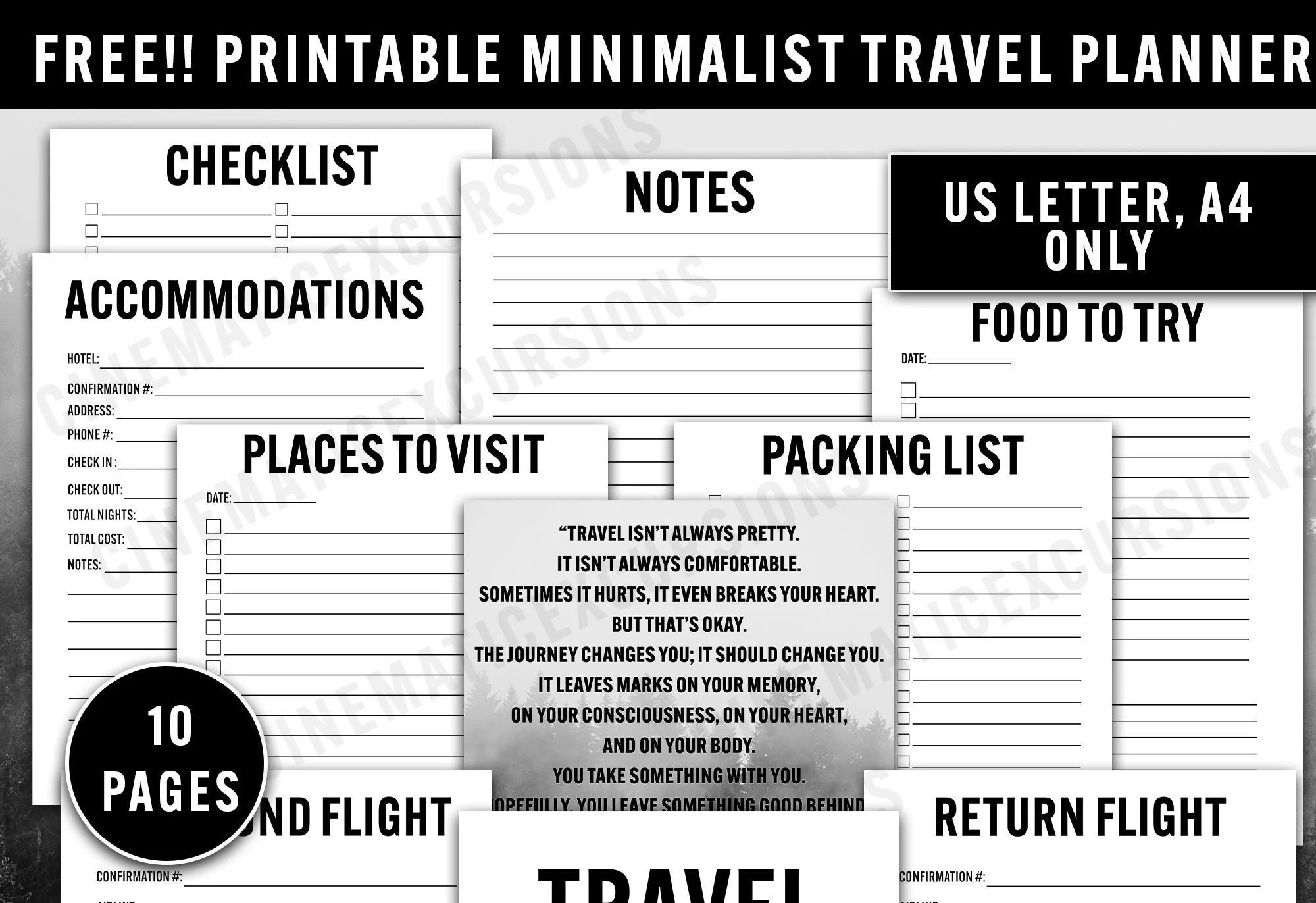 cinematic excursions minimlisitc travel planner