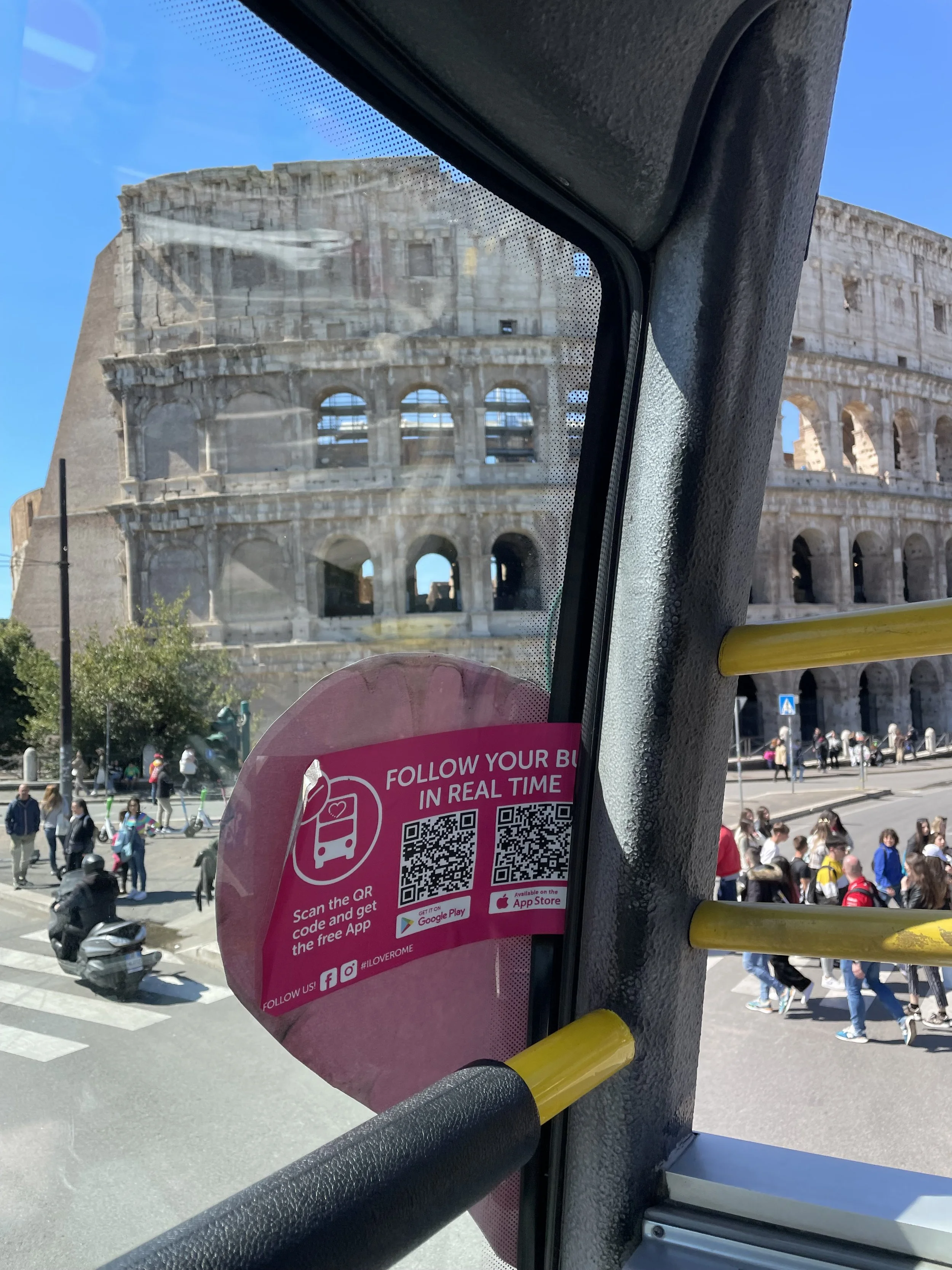 view from the top of the gray line i love rome hop on hop off bus tour feat the colosseum rome Italy