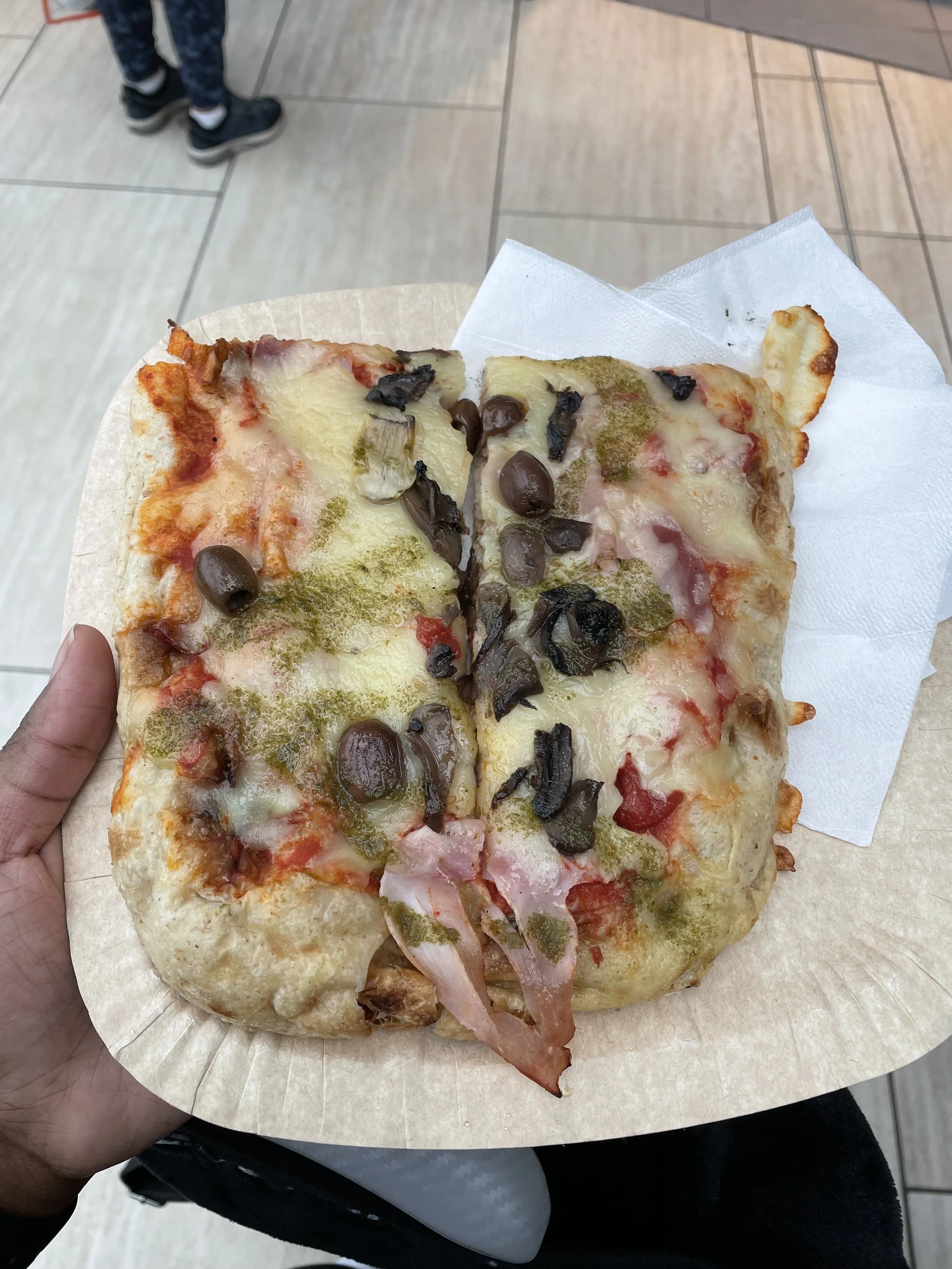pizza in the airport at FCO in rome italy