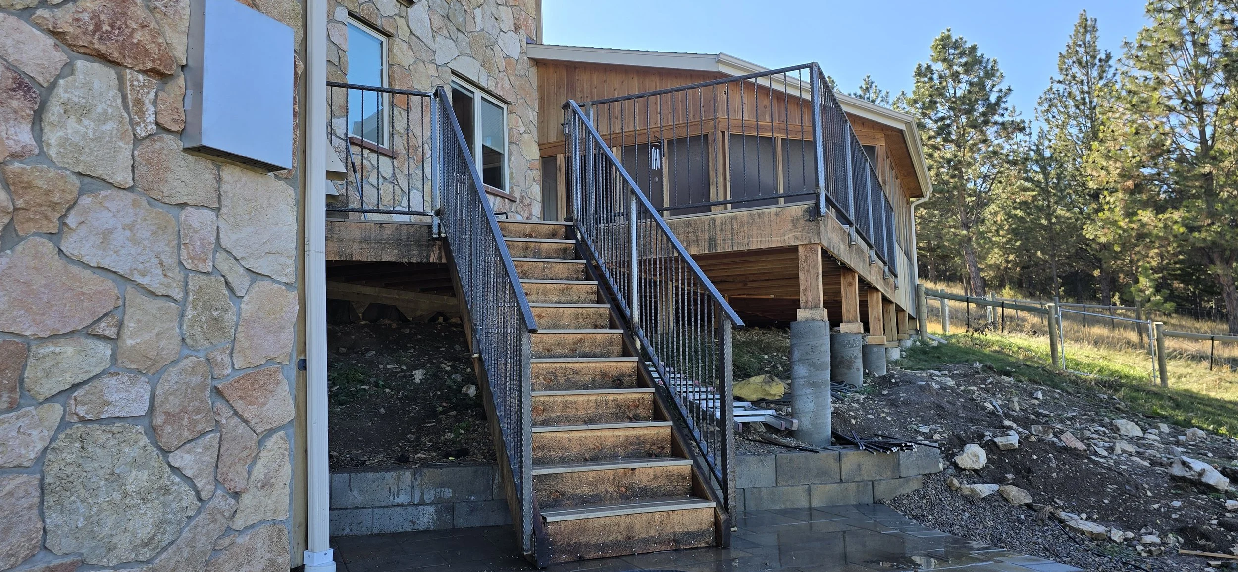 Custom hammered handrail built on site.