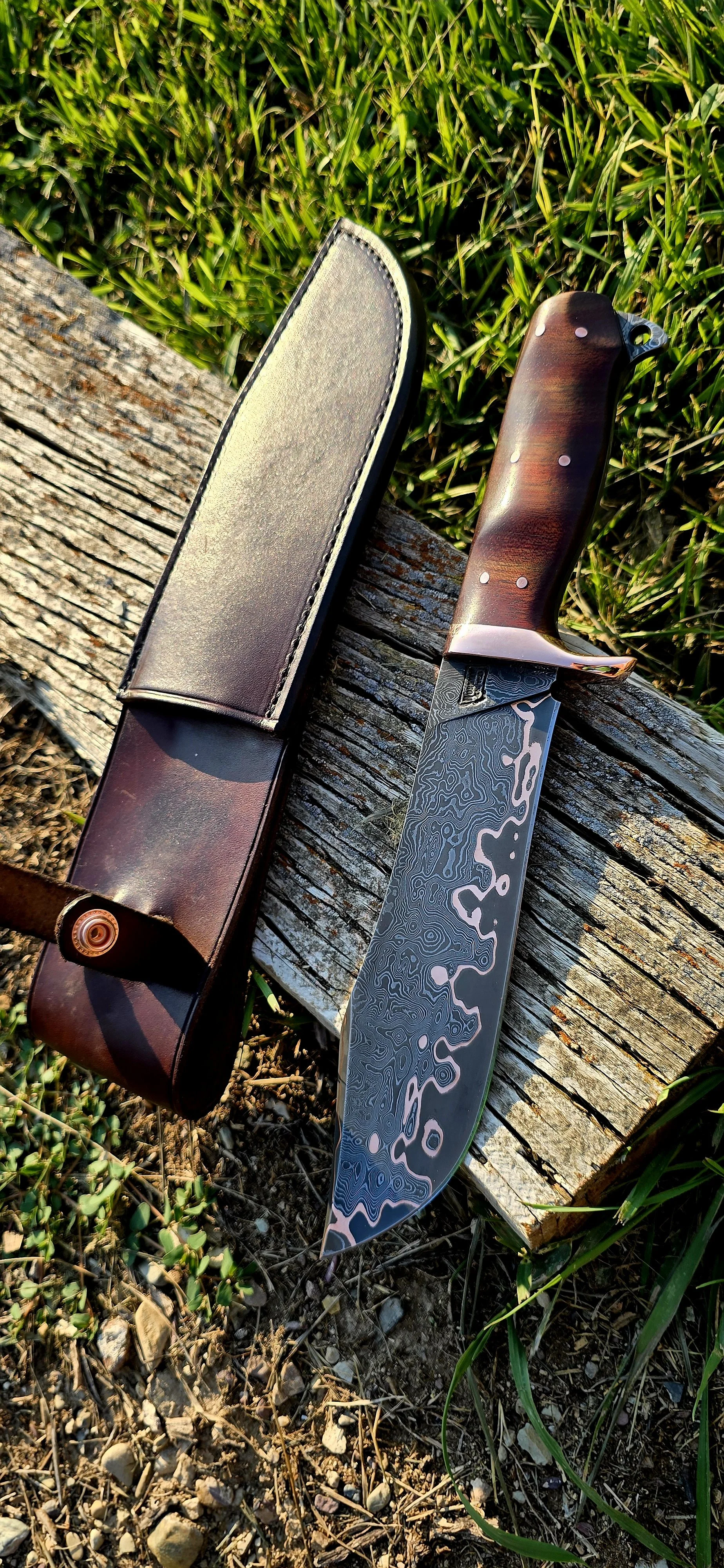 Copper-mai 7" bowie, copper guard and African Bloodwood handle. 